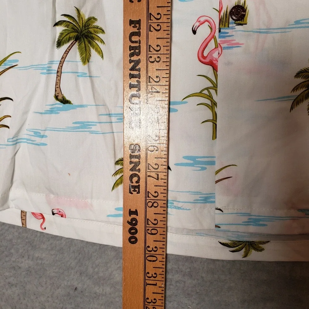 Pacific Legend Flamingo Hawaiian Shirt Mens Medium White Tropical Palm Tree New - Picture 5 of 5